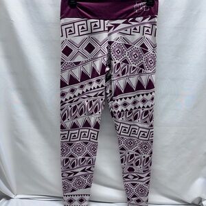 MS State Bulldogs Women's Leggings Made Loyal Geometric Maroon/White Size Large